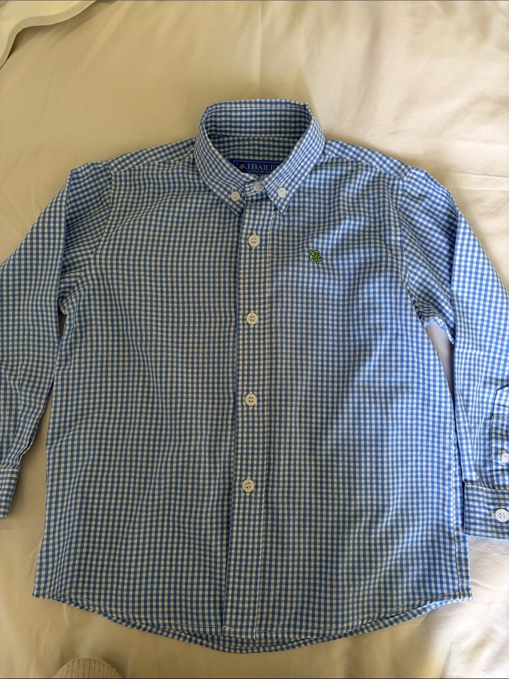J. Bailey (Bailey Boys) light blue gingham check button-down shirt